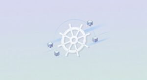 Gouvernail Kubernetes et cubes de data en style plat pastel - etcd