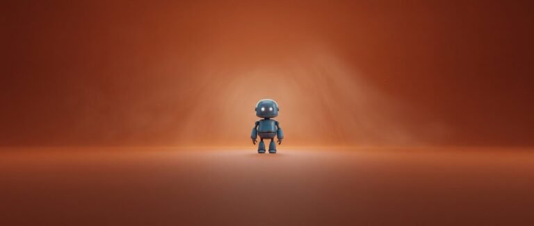 Commandes du workflow Git - petit robot bleu sur fond orange lumineux