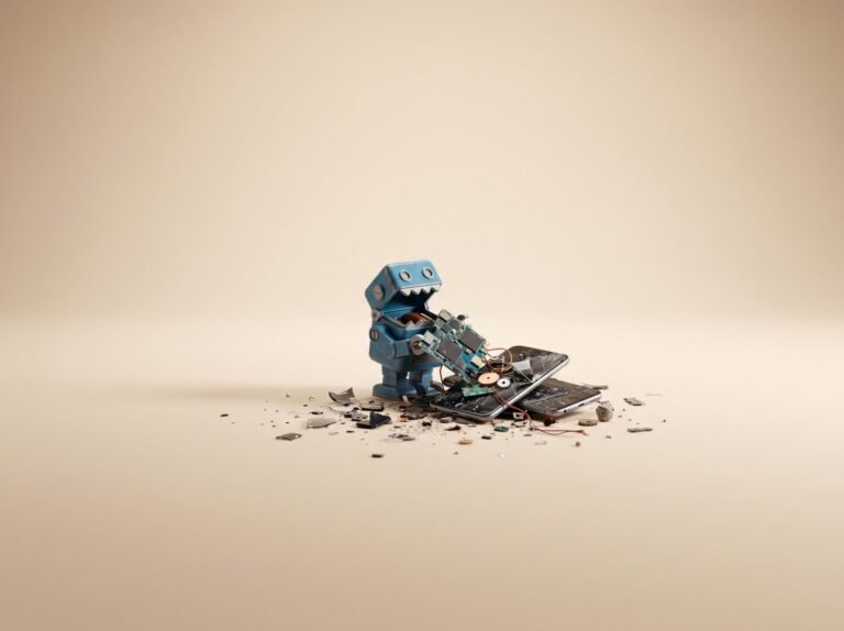 Etapes d installation de Git - robot bleu et composants sur fond sable