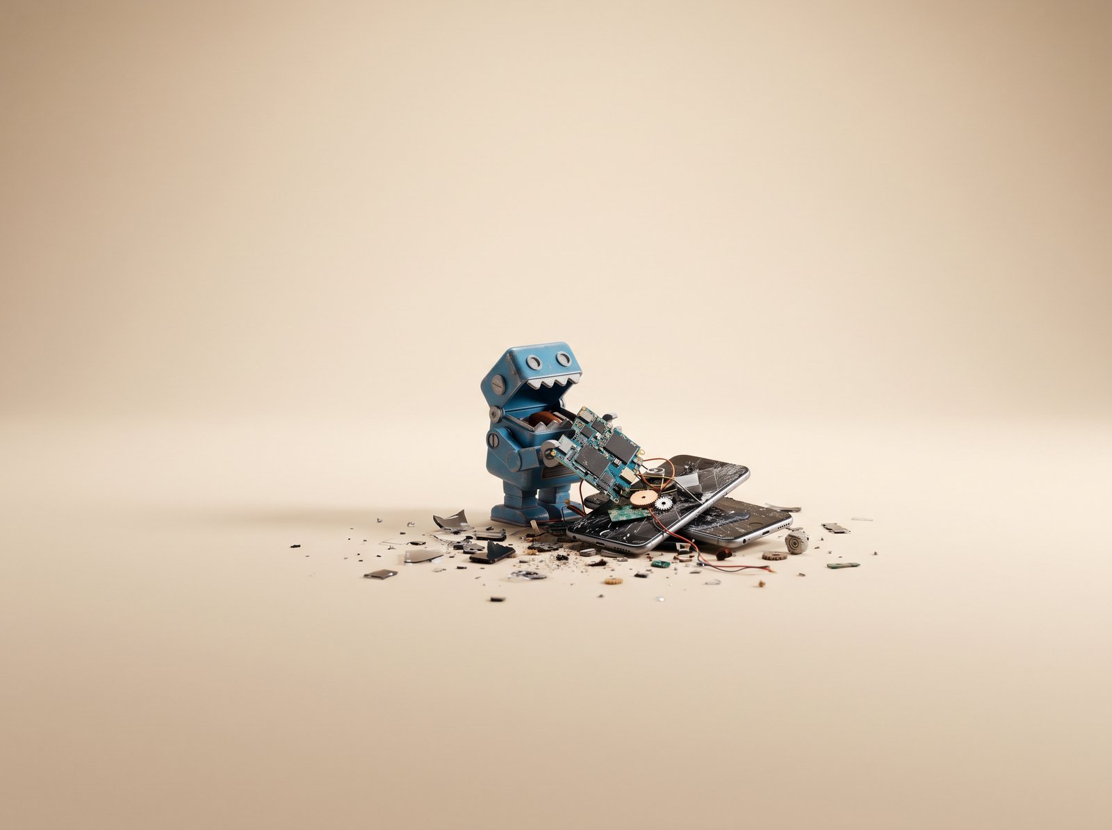 Etapes d installation de Git - robot bleu et composants sur fond sable