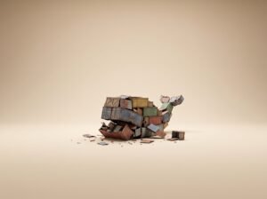 Baleine faite de conteneurs sur fond beige - docker save et docker load