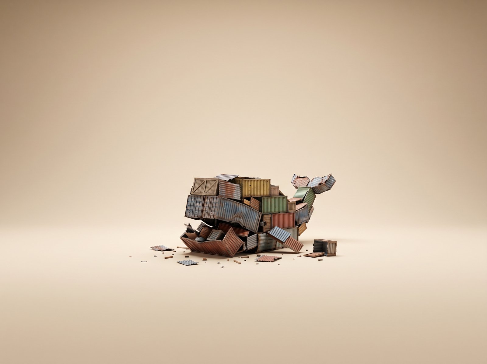 Baleine faite de conteneurs sur fond beige - docker save et docker load