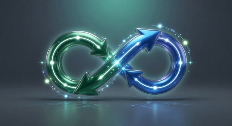 Jenkins - boucle infinie CI/CD verte et bleue en 3D
