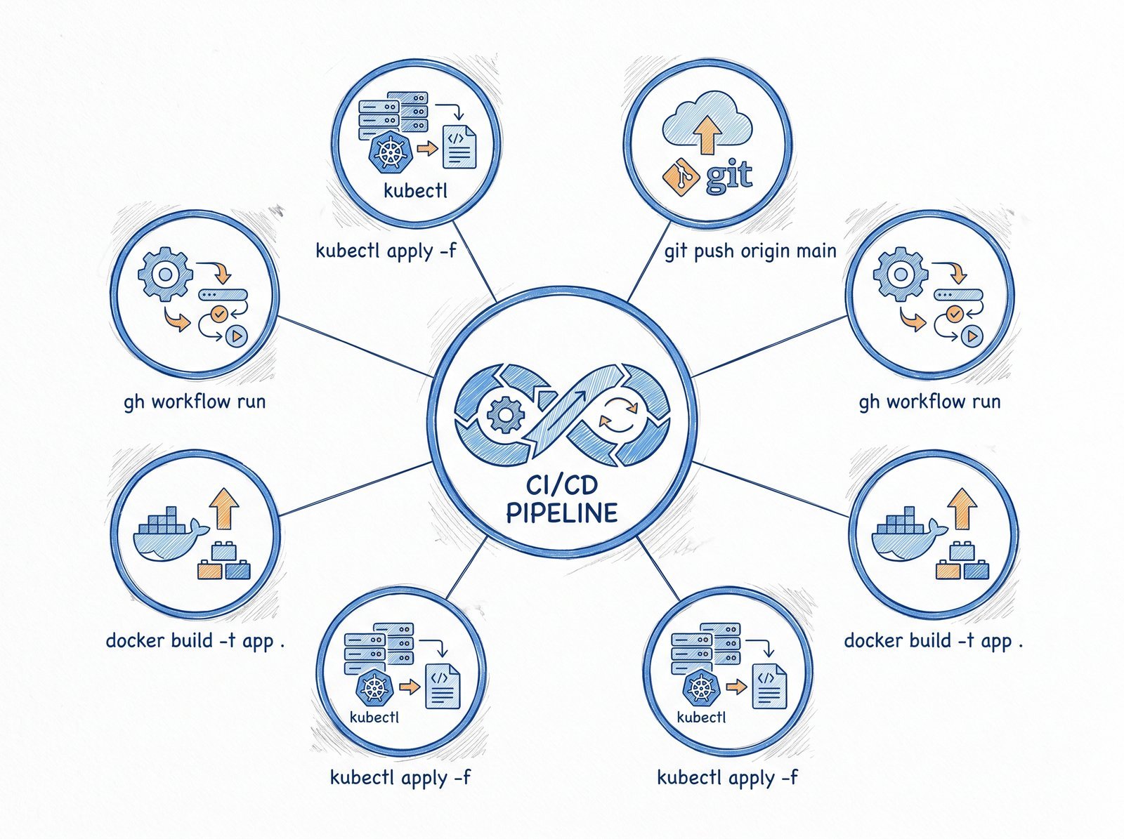 Jenkinsfile - schema d un pipeline CI/CD avec git docker et kubectl