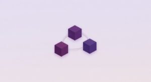Cubes violets interconnectes sur fond clair - architecture Puppet