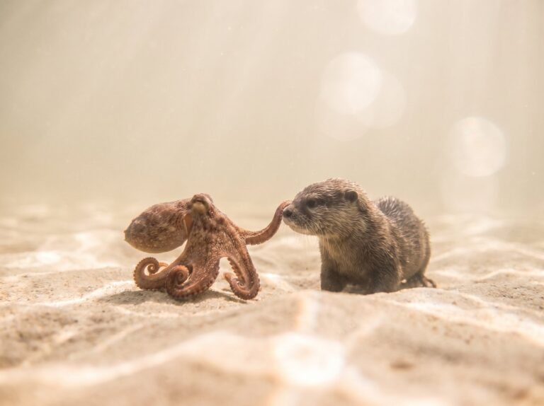 Pieuvre et loutre sur le sable clair - vue d'ensemble des Pods Kubernetes